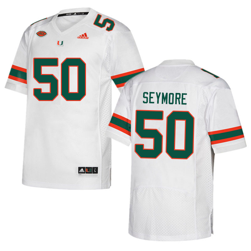Men #50 Laurance Seymore Miami Hurricanes College Football Jerseys Sale-White - Click Image to Close